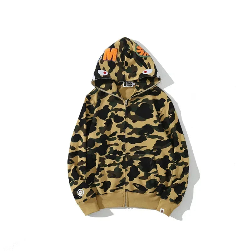 Shark Camouflage Zippered Hoodie