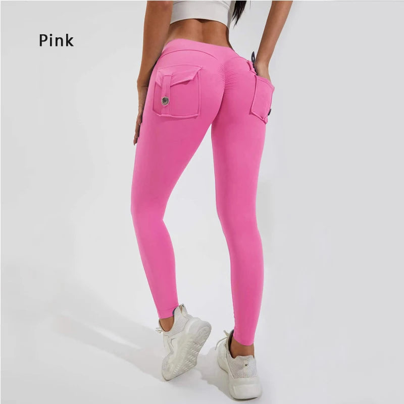 DIAS FIT JOY Nylon Yoga pants buttocks pocket tight pants women's sports fitness pants hip lifting Breathable No T Line