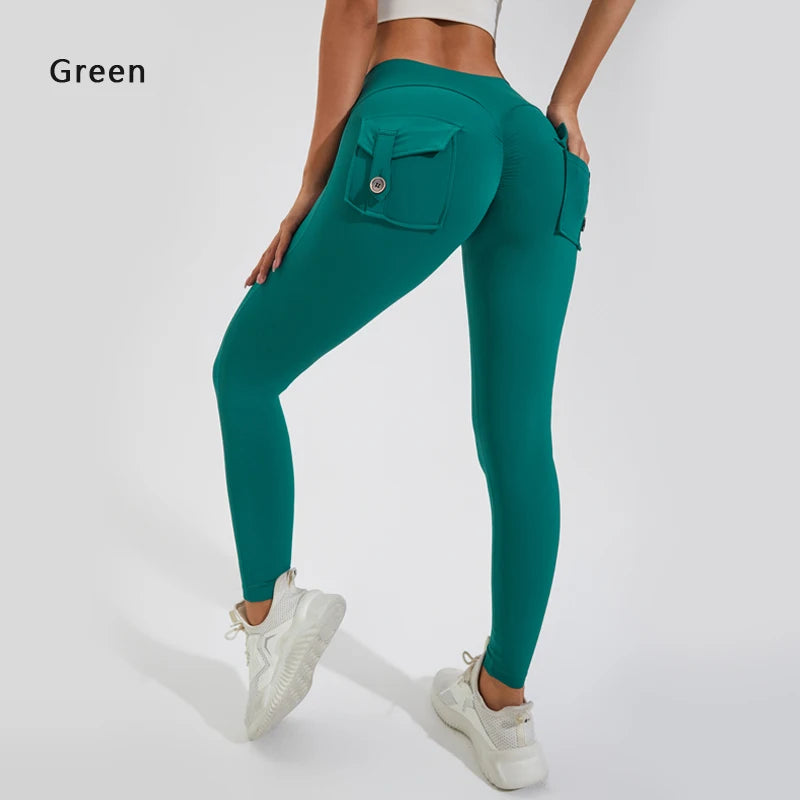 DIAS FIT JOY Nylon Yoga pants buttocks pocket tight pants women's sports fitness pants hip lifting Breathable No T Line