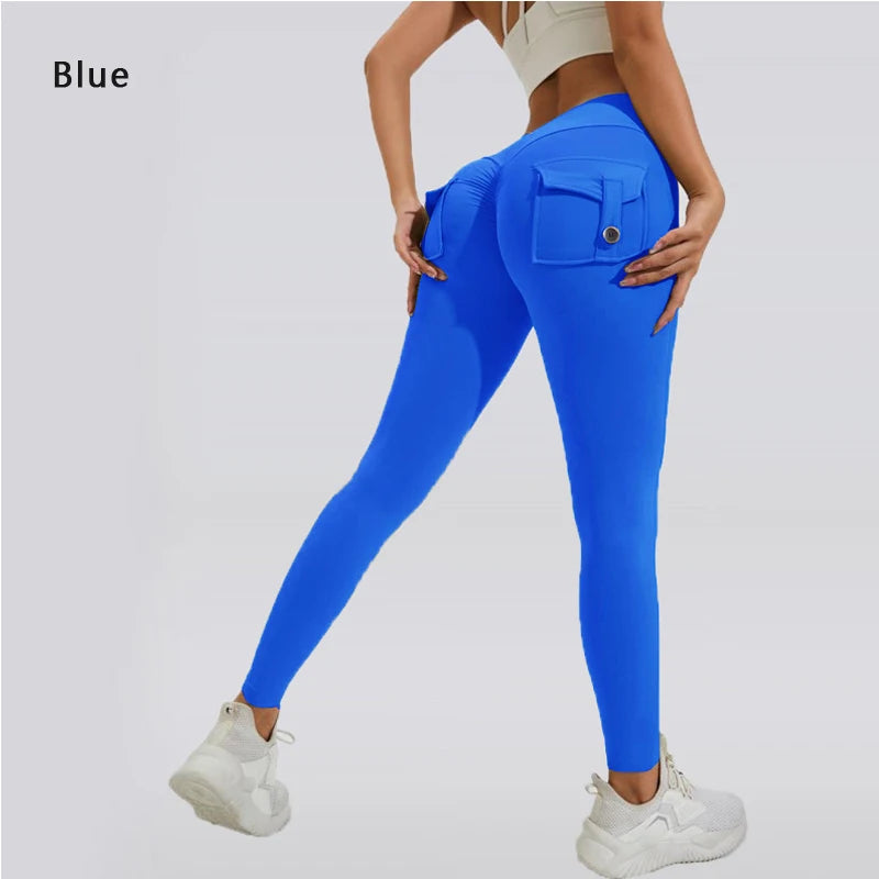 DIAS FIT JOY Nylon Yoga pants buttocks pocket tight pants women's sports fitness pants hip lifting Breathable No T Line