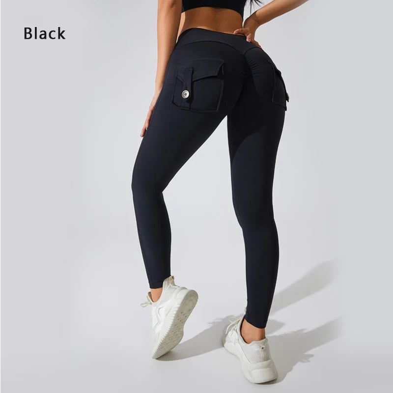 DIAS FIT JOY Nylon Yoga pants buttocks pocket tight pants women's sports fitness pants hip lifting Breathable No T Line