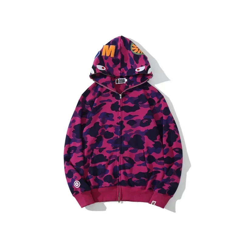 Shark Camouflage Zippered Hoodie