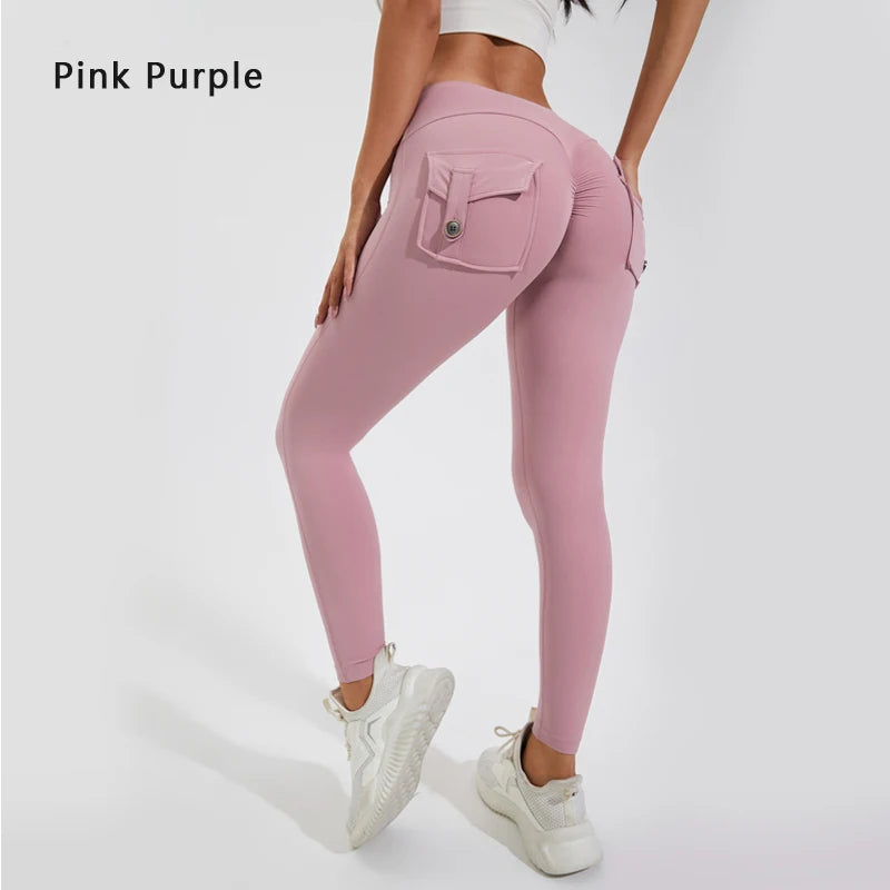 DIAS FIT JOY Nylon Yoga pants buttocks pocket tight pants women's sports fitness pants hip lifting Breathable No T Line