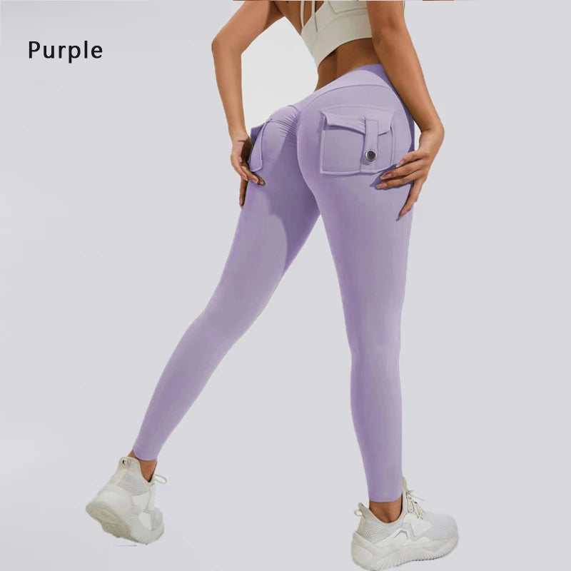 DIAS FIT JOY Nylon Yoga pants buttocks pocket tight pants women's sports fitness pants hip lifting Breathable No T Line