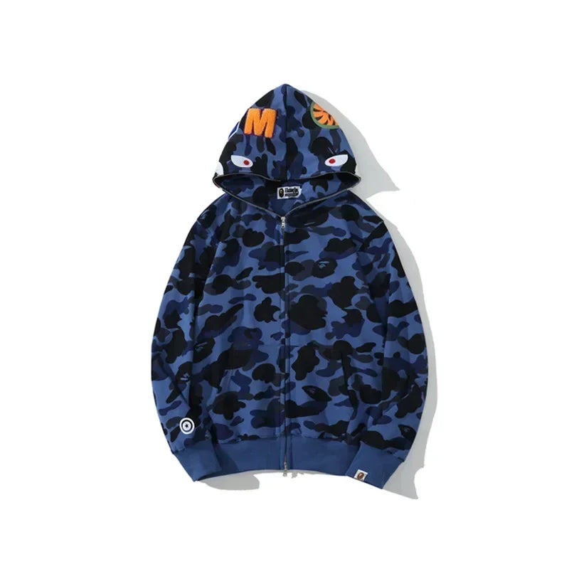 Shark Camouflage Zippered Hoodie