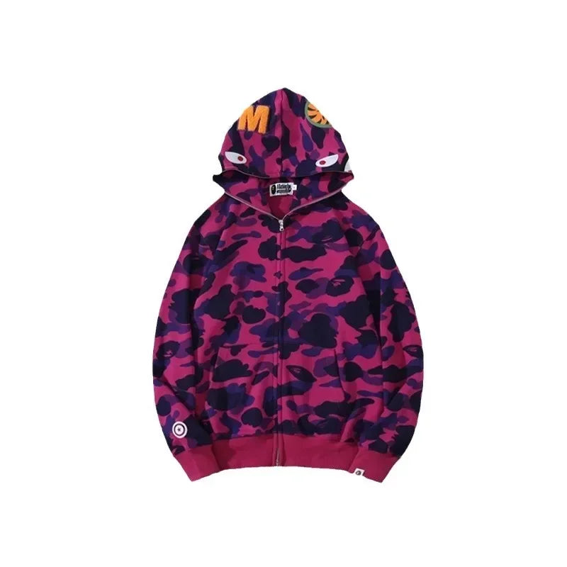 Shark Camouflage Zippered Hoodie