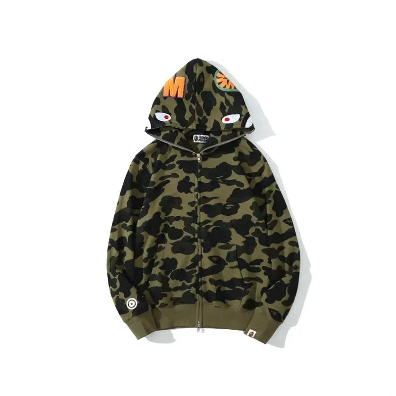 Shark Camouflage Zippered Hoodie